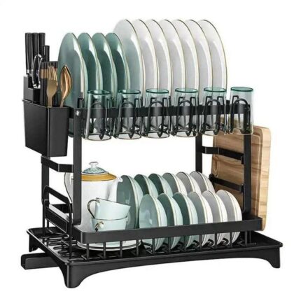Dish Drainer 2 Tier Large Dish Drying Rack With 2 Drainboard