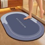 Oval Quick-Dry Super Absorbent Bath Mat with Non-Slip Base